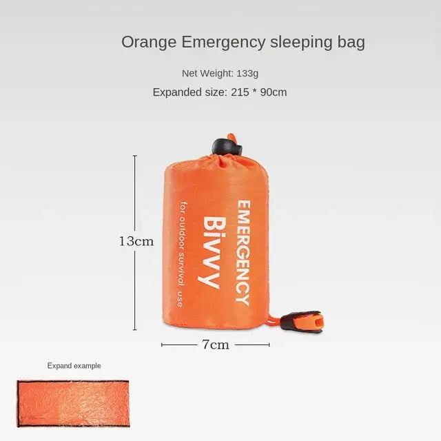 Outdoor Emergency Survival Sleeping Bag Thermal Blanket Mylar Waterproof Reusable Sack Portable Camping Hiking Emergency Gear