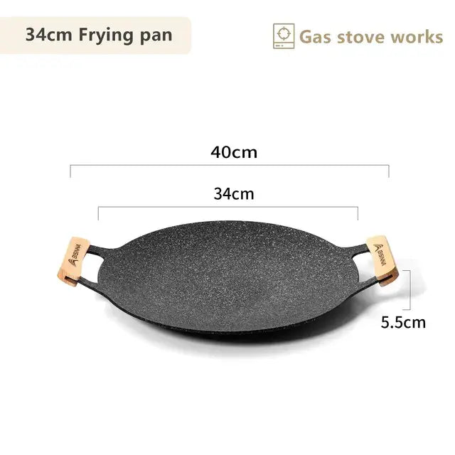 BISINNA 34CM Outdoor BBQ Grill Pan Non Stick Stovetop Baking Tray Korean Roastig Grill Plate Camping Equipment