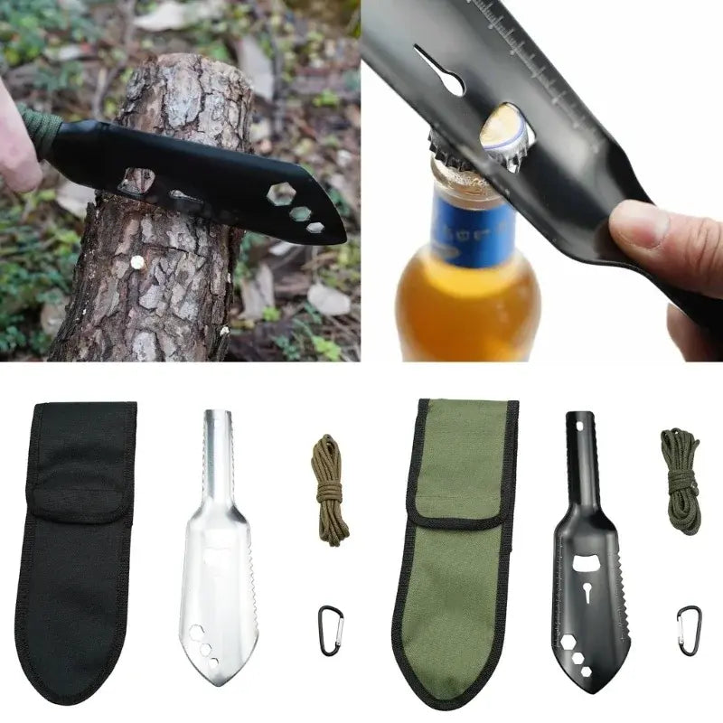 Backpacking Trowel Aluminum Alloys Shovel Small Potty Multitool with Long Handle for Hiking, Camping Survival Essential